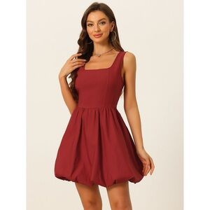 Allegra K Red Bubble Hem Mini Dress